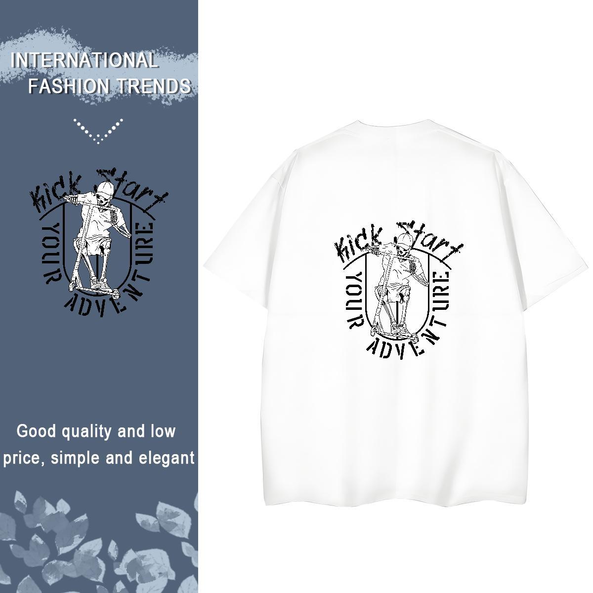 2024 DIY Womens T Shirts 230g Pure Cotton Crew Neck Breathable Daily Outfit skull Woman Tshirt Comfortable Oversized L-4XL Tee Shirt