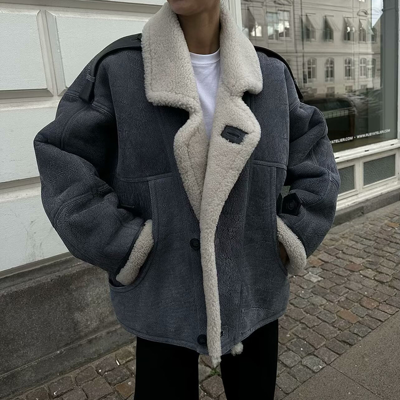 Warm Thicken Women Lambswool Loose Jacket 2024 Winter Long Sleeve Faux Suede Coat Female Oversize Top Fluffy Outerwear