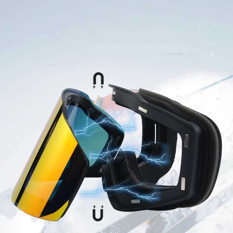 Magnetic ski goggles suitable for women adults teenagers wearing glasses snow goggles interchangeable lenses anti fog ski goggles CL241017