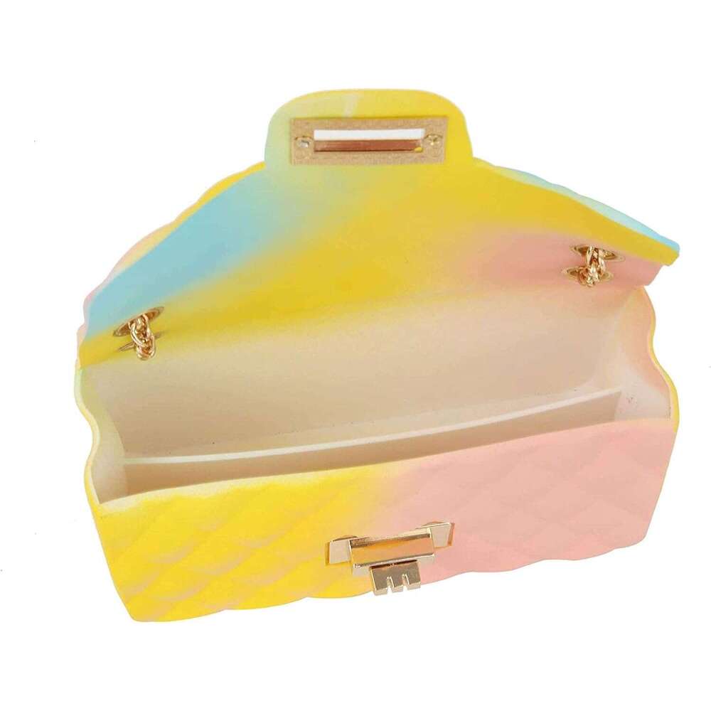 Women Rainbow Handbags Jelly Purse Candy Color Quilted Crossbody Shoulder Bag