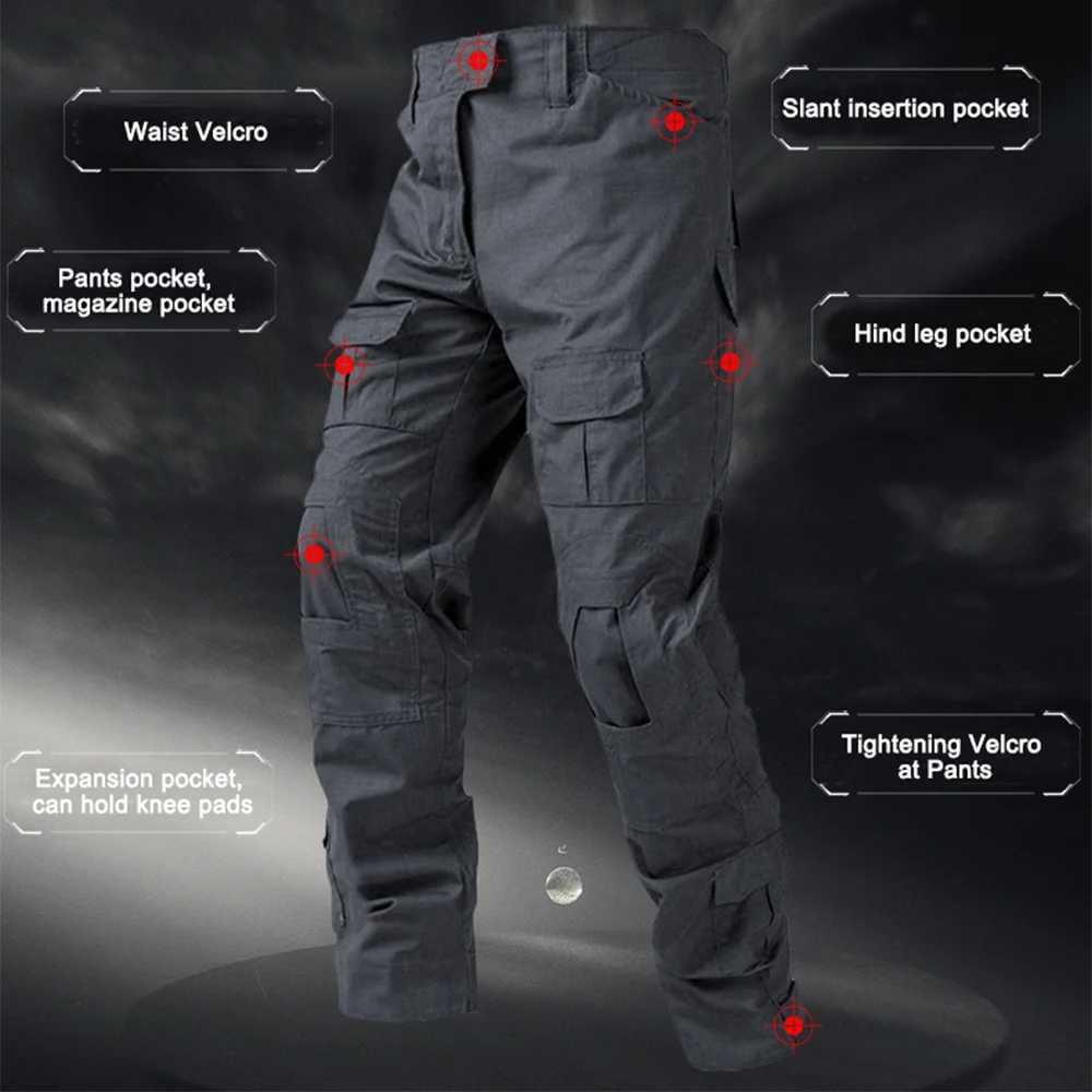 Tactical camouflage pants outdoor hunting training set combat pants tear resistant cargo pants mens work clothes hiking troops W241009