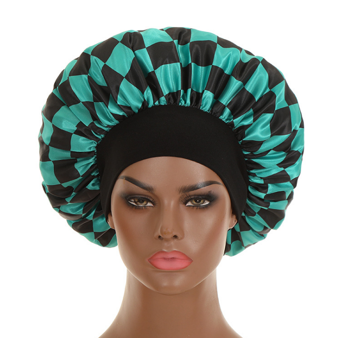 Women Cartoon Satin Sleeping Hat Bonnet Hair Care Wide Band Night Sleep Cap Salon Makeup Elastic Muslim Hijab Head Cover