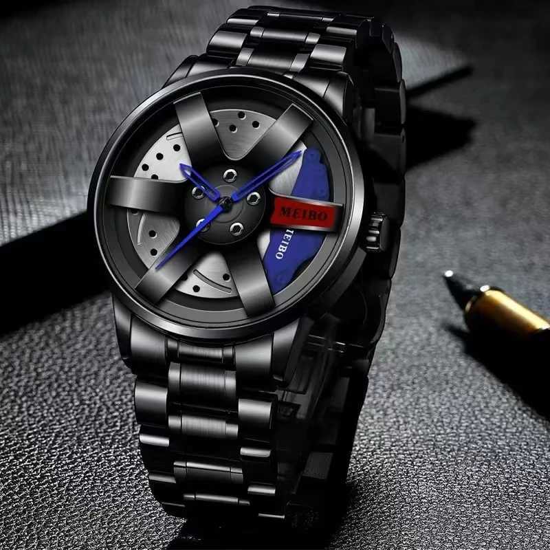 Fashion Mens Car Wheel Watches Luxury Stainless Steel Waterproof Watch for Men Quartz Wrist Watches Male Clock relogio masculinoX241010