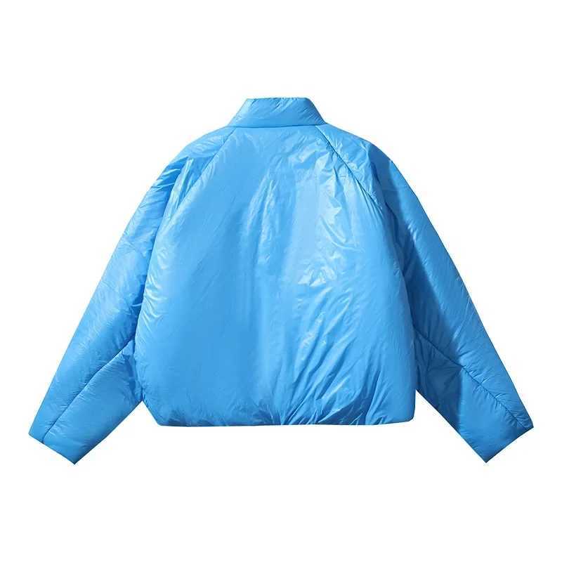 Men's Down Parkas Cotton-padded Blue Down Coat American Style High Strt Autumn/winter Warm Cropped Puffer Jacket Trendy Casual Loose Y241009KZYT