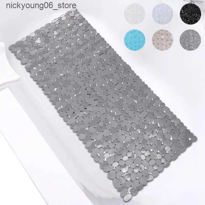 Non-Slip Bath Mats Pebble Stone Bath Mat Silicone Soft Non Slip Bathroom Rug With Suction Cup Mildew Resistant Bathtub Rug Washable Shower Mat L240910