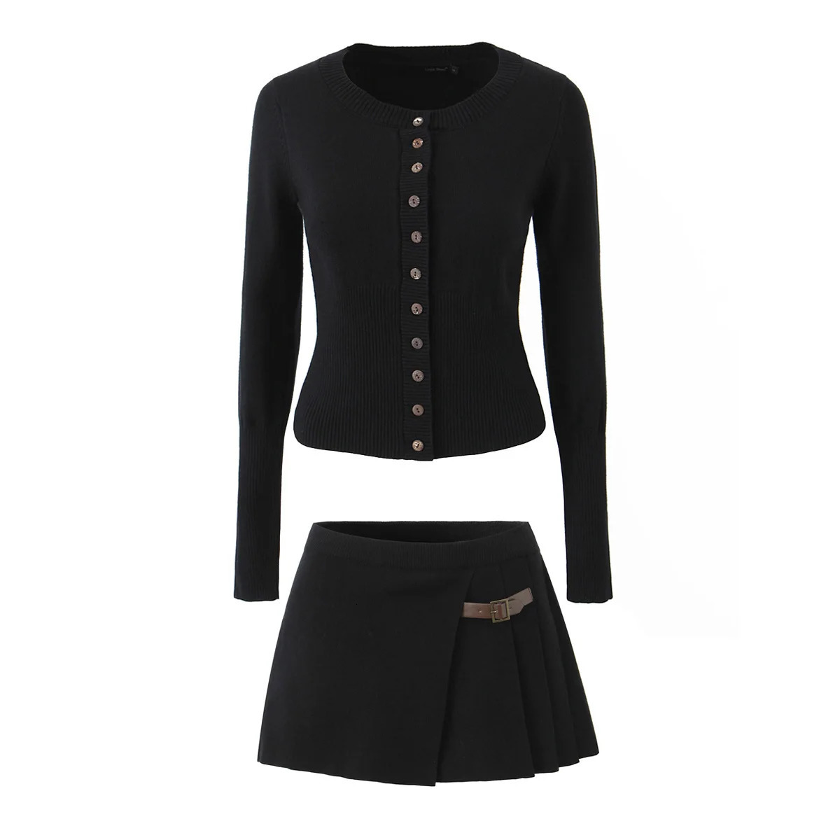 Sexy cardigan women Fall korean fashion vintage clothes cropped sweater long sleeve top knitted button up brown 241007