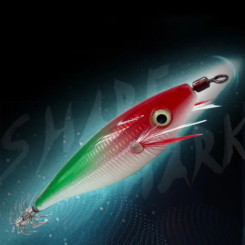 5pcsSet 10g10cm Luminous Horizontal Squid Jig Wood Shrimp Squid Hook Fishing Lures Octopus Cuttlefish Shrimp Saltwater Baits 241010