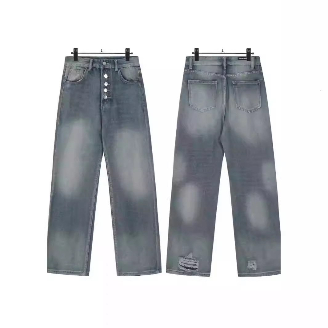 2024 new Parisian fashion brand mens jeans high street home wash vintage American style FOG slimming straight leg designer jeans for men and women