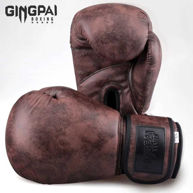 GINGPAI high-quality adult mens and womens boxing gloves Pu leather retro gloves MMA Muay Thai Sanda equipment 8 10 12 oz W241010