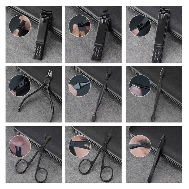 7/10/12/18 pcs manual cutting machine nail clipper set household stainless steel ear spoon nail clipper 240927