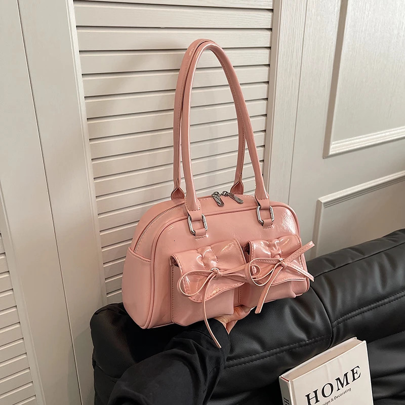Ballet style shoulder bag bow bottom bag womens bowling bag 241008