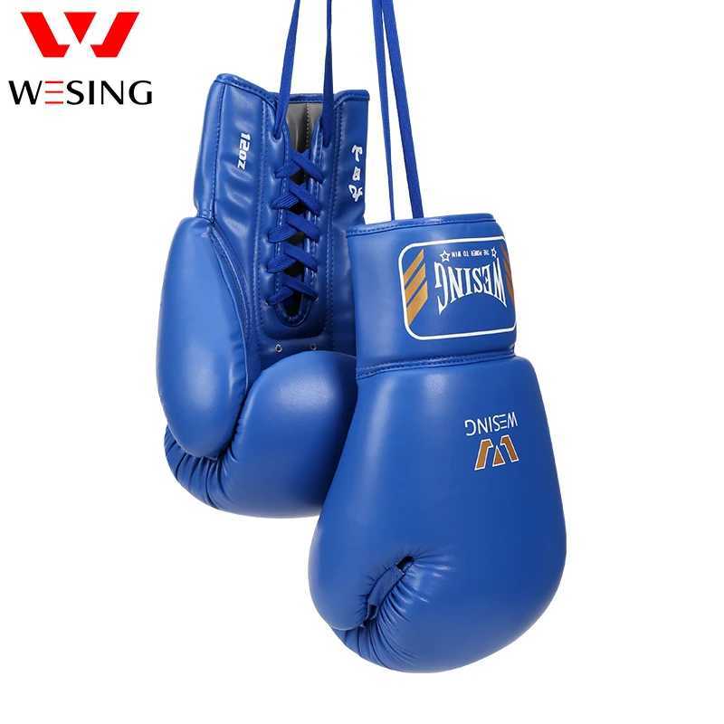 Wesing lace boxing gloves professional tie style sports gloves large-sized match leather training Muay Thai W241010