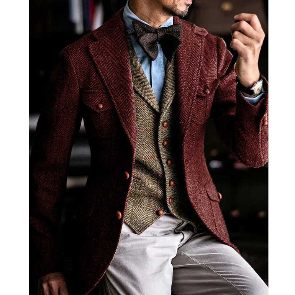 Jackets Man Mens Herringbone V-neck Single-breasted Fashionable Casual Retro Y2k Male Coat Womens Autumn Clothing All for Men LX241010