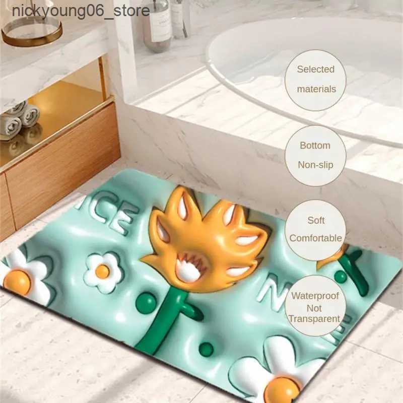 Non-Slip Bath Mats Quick-drying Floor Mat Household 3D Cartoon Pattern Bath Mats Absorbent Non-slip Diatom Mud Floor Mat Bathroom Accessories L240910