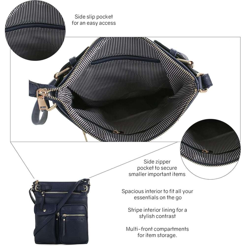 Katie Lightweight Medium Crossbody Shoulder Bag with Multi Pocket for Women