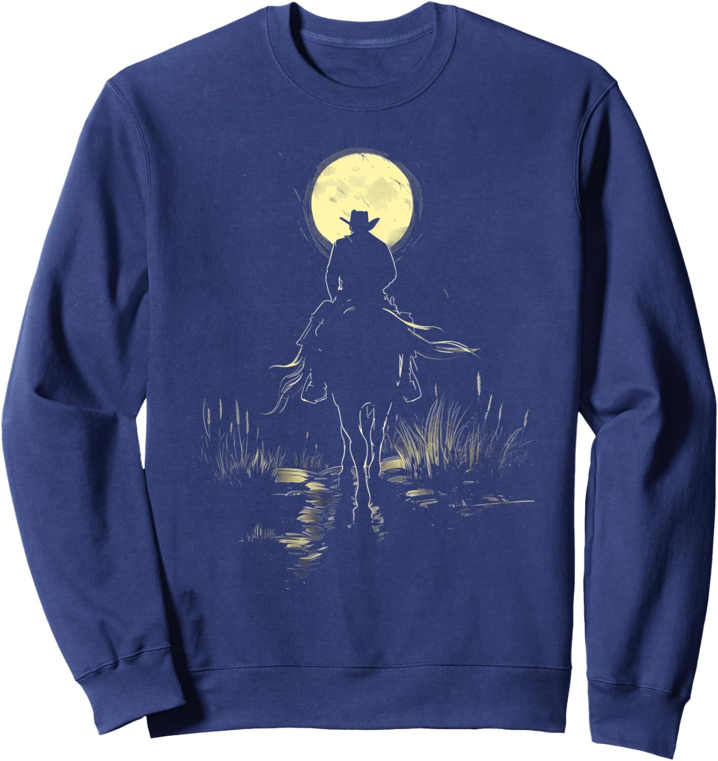 Long Sleeve Shirts for Men sweatshirt Cowboy Horseback Riding Western Country Moon Graphic Tees Sweatshirt Tee Streetwear Casual tops clothes