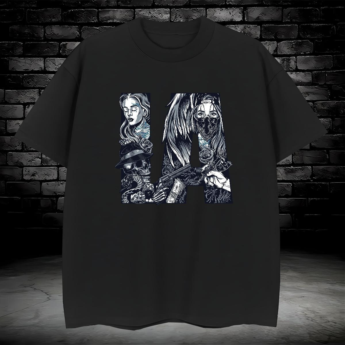 Loose T Shirts Men 100% Cotton 230g skull Street Casual DIY Printed Short Sleeve O-Neck Mens Tshirts New Tee Shirt