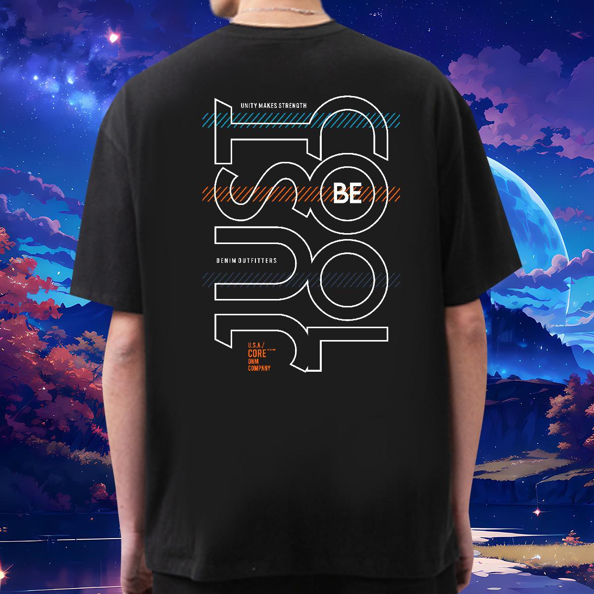 Loose T-Shirts 230g 100% Cotton letter Anime Printing Street Custom Cartoon Breathable Short Sleeve Men Tees New Arrival Clothes