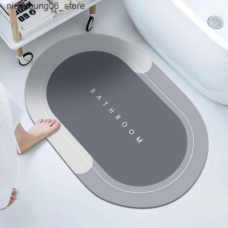 Non-Slip Bath Mats Super Absorbent Bath Mat Rubber Bathroom Rug Non-slip Entrance Doormat Nappa Skin Floor Mats Toilet Carpet Kitchen Area Rugs L24091