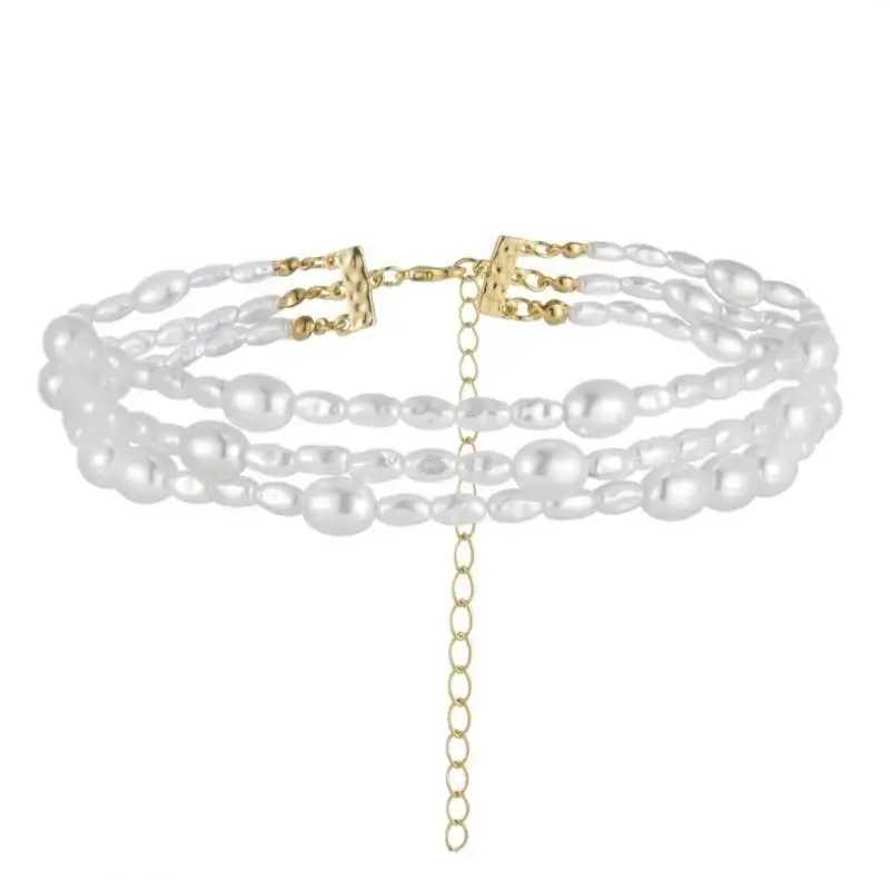 Simple Baroque Imitation Pearl Necklace for Women Men Elegant Handmade Beaded Chain Choker Necklace Wedding Party JewelryX241009