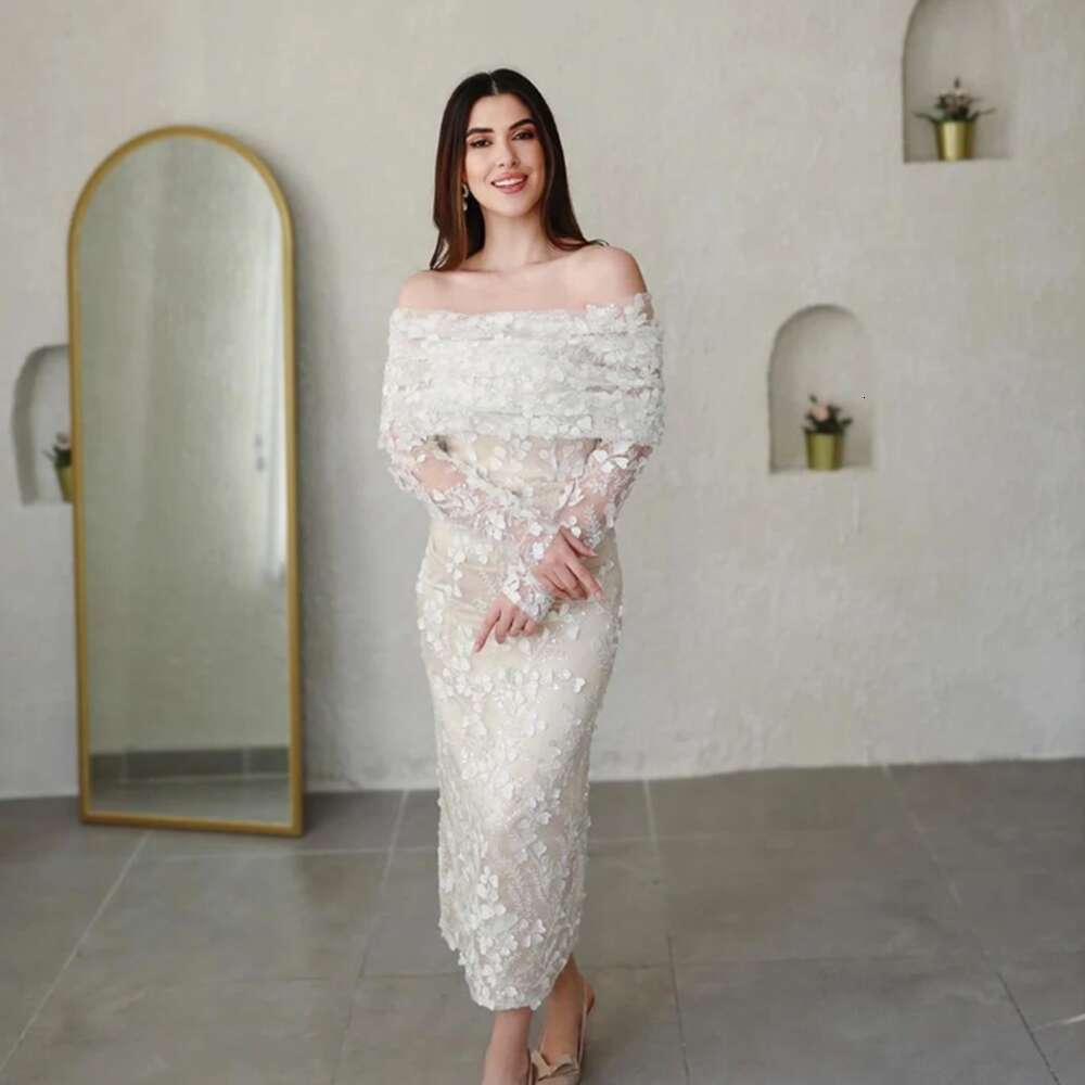 Fancy Pure White Romantic Wedding Party Dress wers Ankle Length Pretty Sweet Off Shoulder Vestidos De Novia Slimming