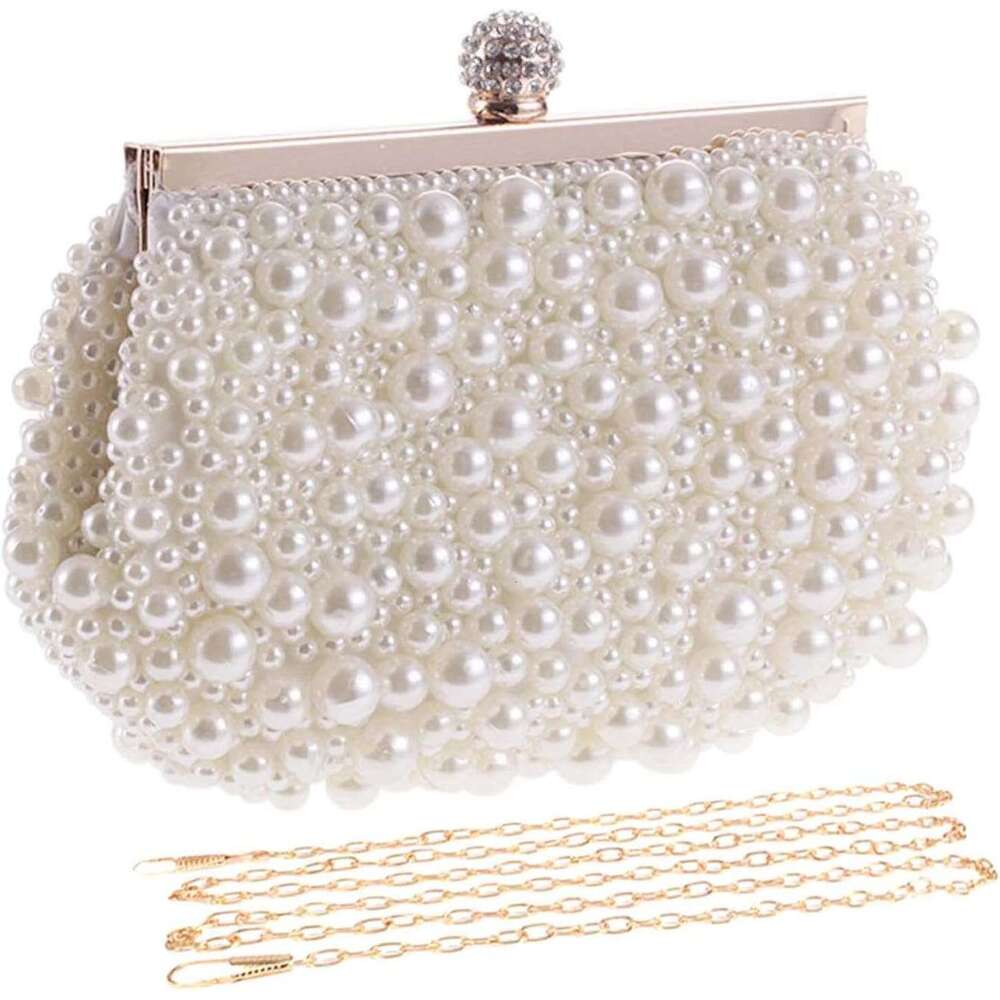 Pearl Cutch Purses for Women Evening Bags Formal Beaded Wedding Bridal Purse Ladies Prom tail Party Handbag