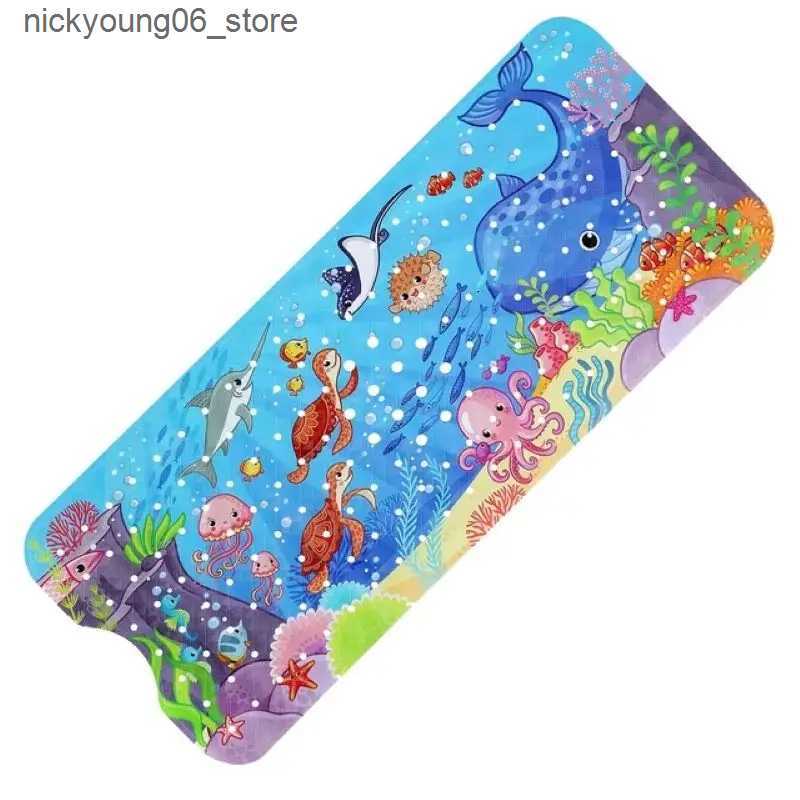 Non-Slip Bath Mats 40x100cm Cute Cartoon Sea World Anti-Skid Shower Bathtub Mats with Sucker Non-Slip Bath Mat Soft Pad Kids Elder Carpet Rug L240910