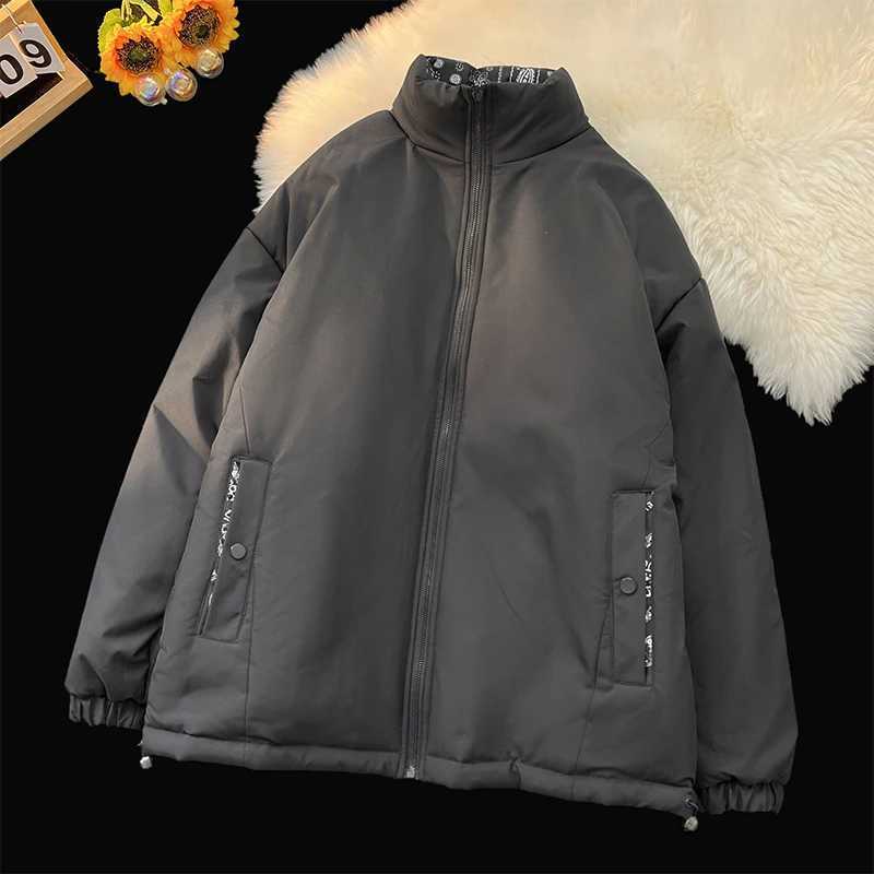 Men's Down Parkas Winter Warm Thicken Coat Harajuku Fashion Worn on Both Sides Parkas Strtwear Trend Winter Jackets Casual Warm Puffer Jacket Y24