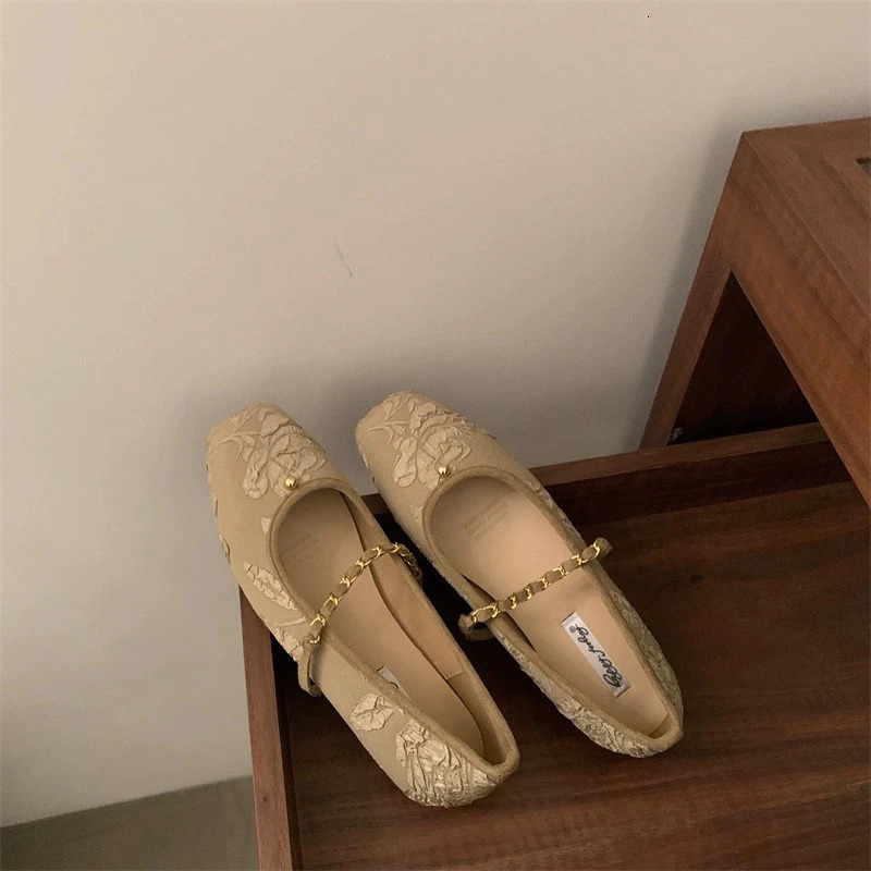 SUOJIALU Spring Womens Flat Shoes Fashion Round Toes Womens Elegant Dress Mary Simple Shoes Soft Bottom Outdoor Dress Ballet Dancer 241007
