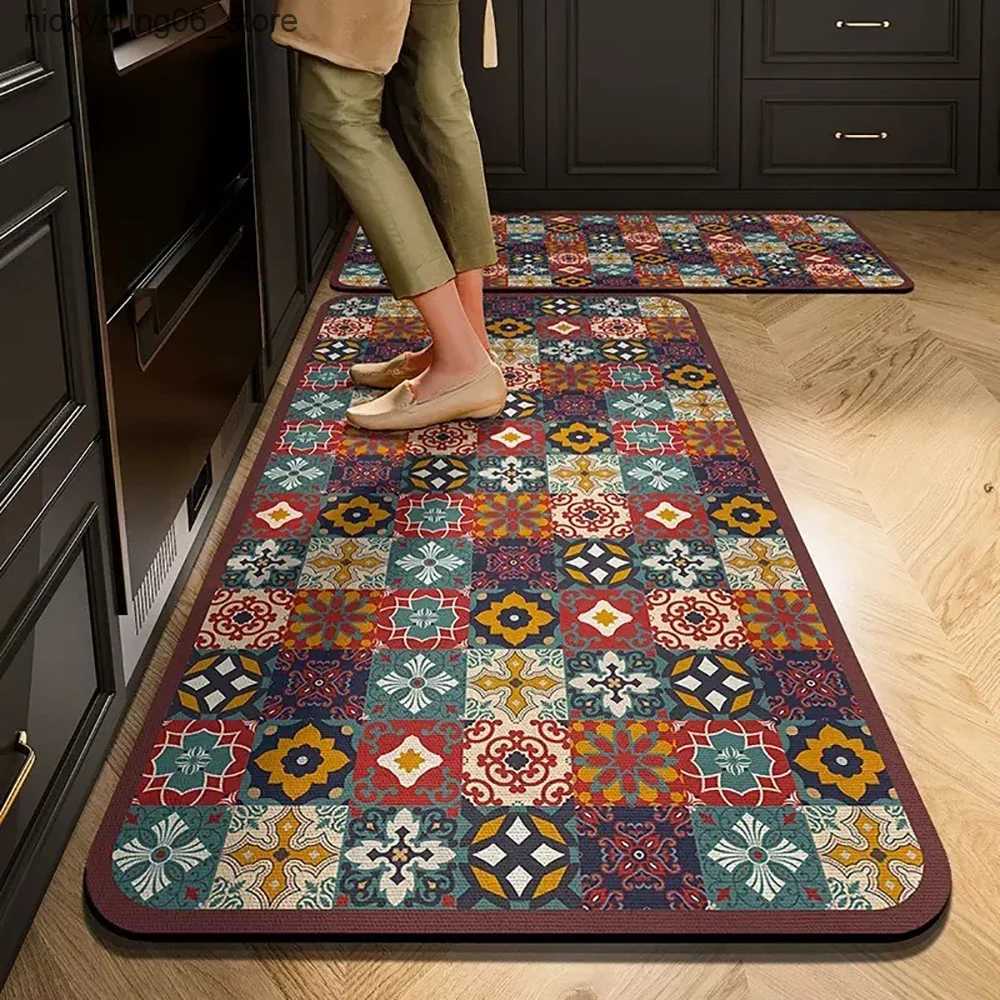 Non-Slip Bath Mats Kitchen Mat Absorbent Printed Kitchen Rugs Non-slip Area Mat Hallway Long Carpets for Living Room Bedroom Entrance Doormat Bath L24