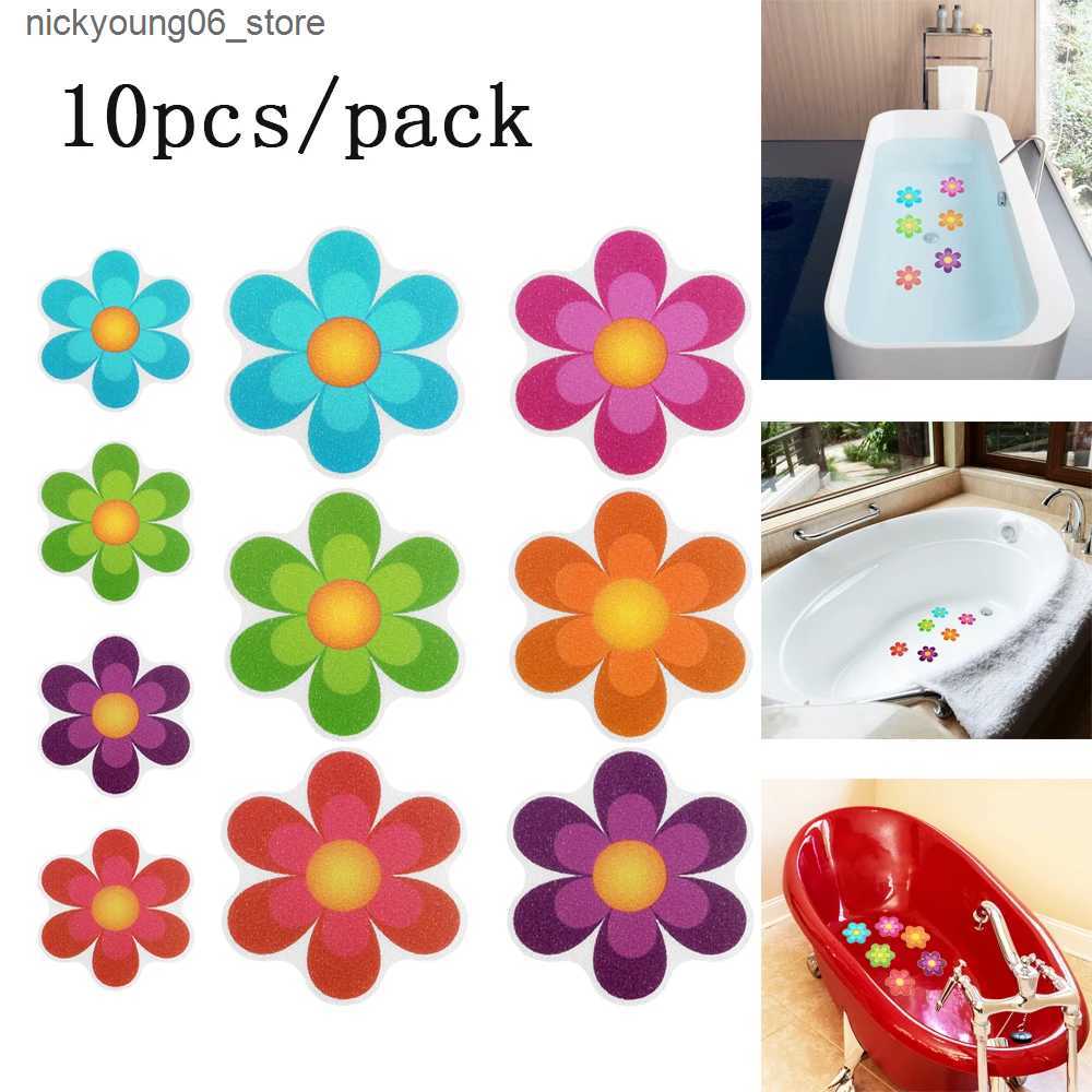 Non-Slip Bath Mats 10pcs Anti Slip Bathtub Stickers Colorful Flower Self-Adhesive Non Slip Bathtub Mat Bathtub Anti Slip Stickers Bath Tub Bathroom L2
