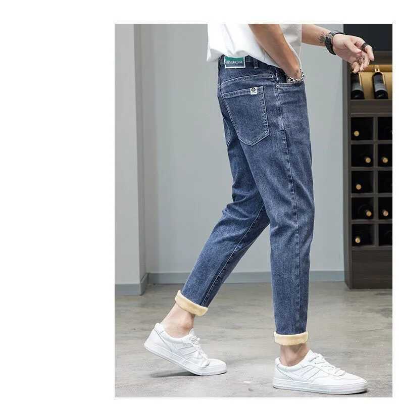 Blue Classic Jeans Casual Stretch Denim Pants for Men Slim Straight Elastic Denim Pants Casual Male Clothing Plus TrousersX241009