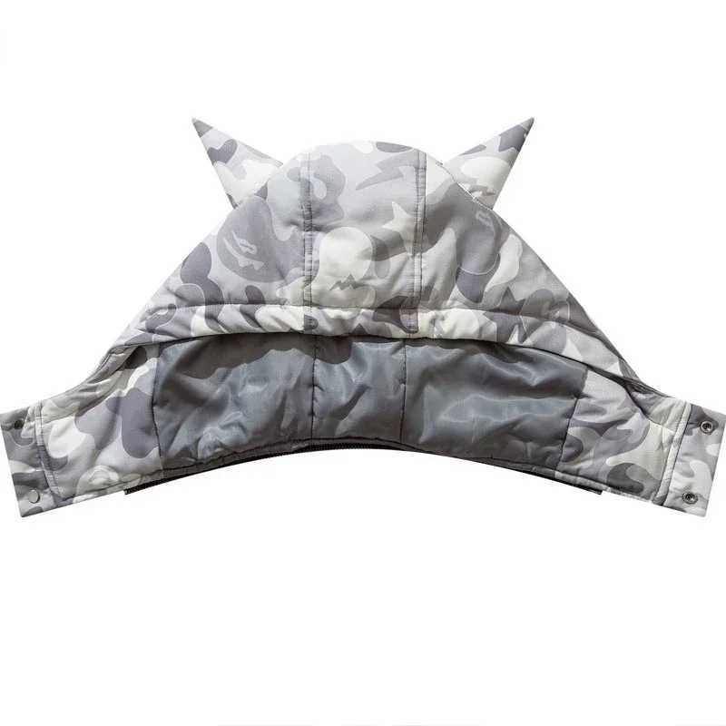 Men's Down Parkas High Strt Detachable Hoodie Devil Horn Warm Parkas Jacket Mens Hip Hop Camo Thick Cushion Coats Harajuku Inflatable Jacket Y241
