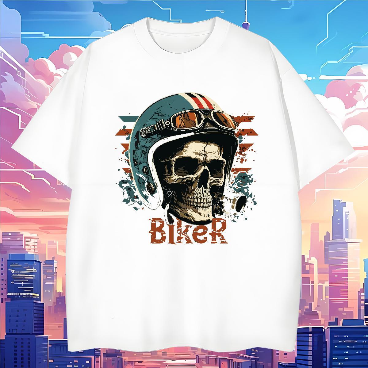 Designer T-Shirts 230g 100% Cotton skull Summer Casual DIY Printed Breathable Short Sleeve Men Tshirts 2024 New Tees Shirts