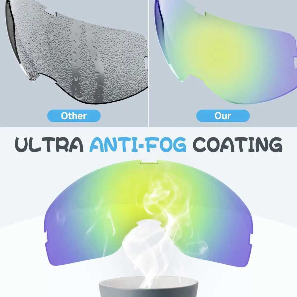 Childrens ski goggles compatible with helmets for boys girls and toddlers aged 3-10/UV protection/OTG/wide field of view CL241010