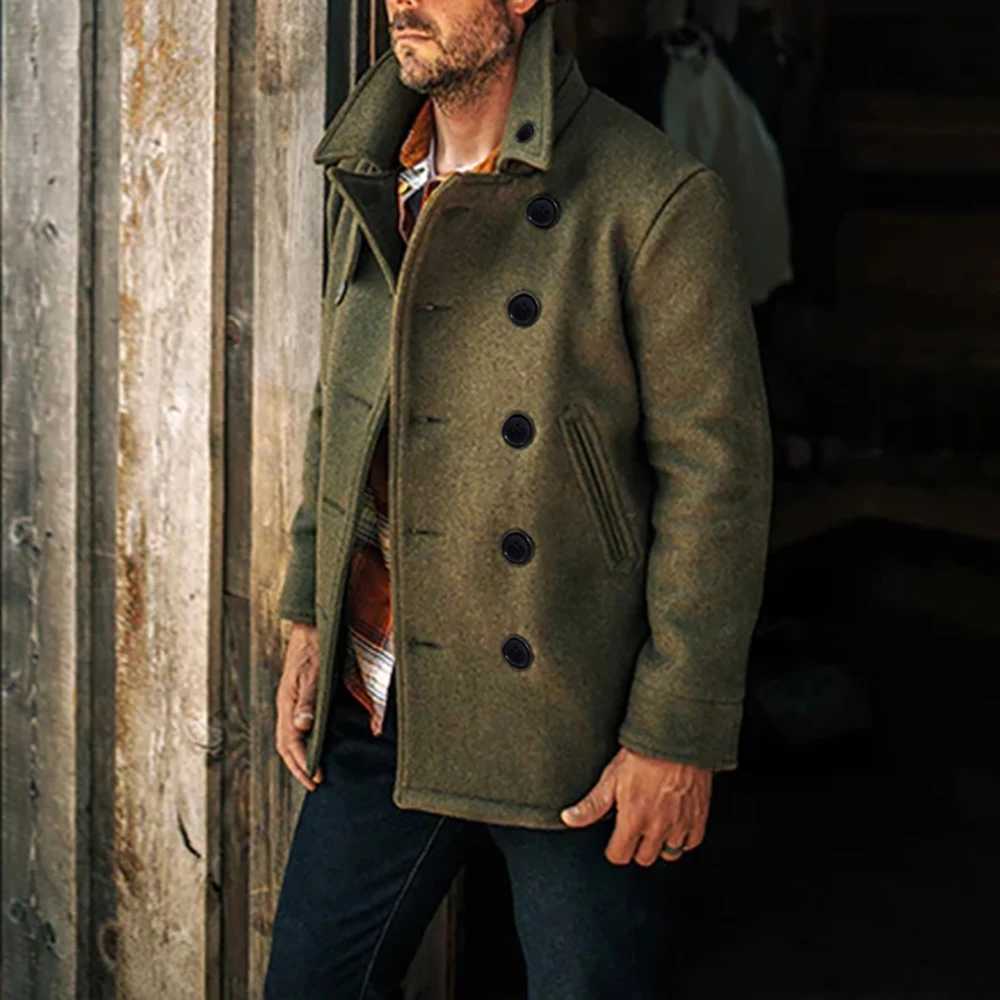 Mens autumn and winter coats urban fashion woolen jackets double-breasted mens clothing LX241010