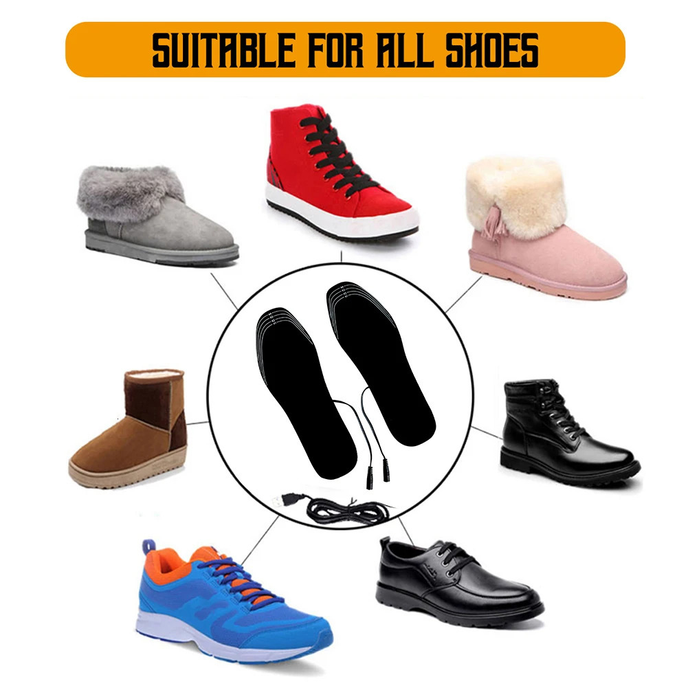 USB Heated Shoe Insoles Template Foot Warmer Heating Insole Winter Sports Comfortable Washable Thermal Shoe Pads Sports Insoles 241010