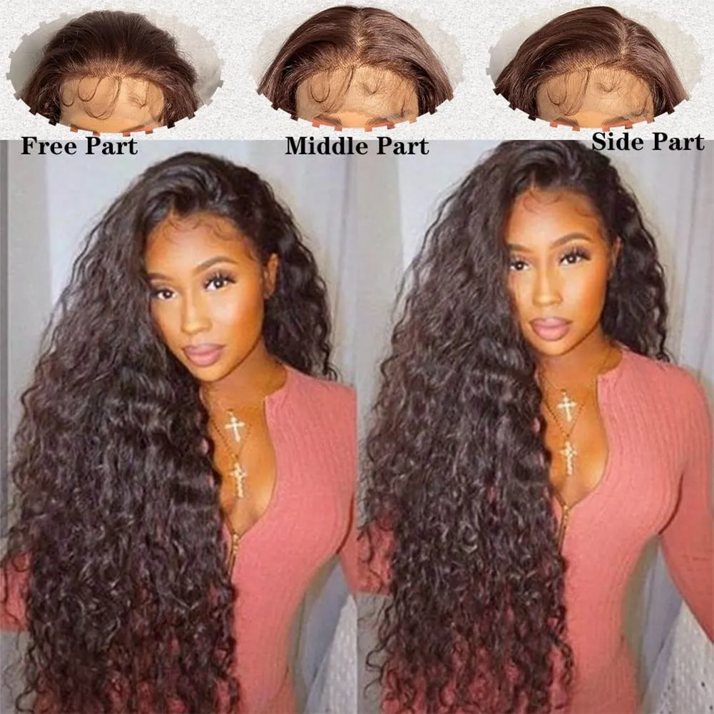 26inch Premium Quality human hair lace front wigs Wavy Brown Simulation Human Hair Wig for Women - Non-Glue Application
