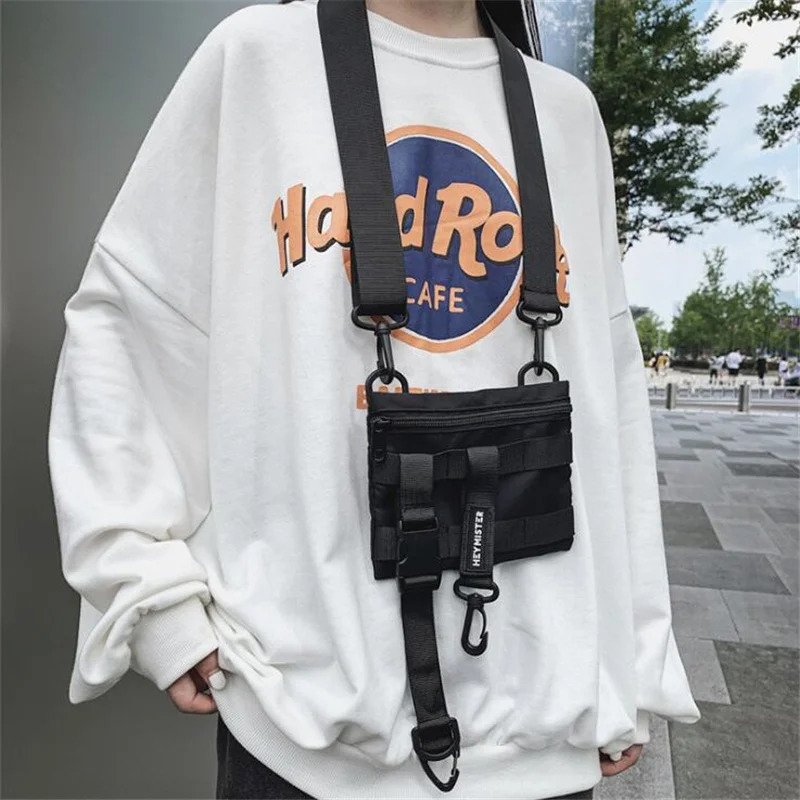 Multi functional tactical cross body bag mens Harajuku fashion Techwear detachable chest bag hip-hop waterproof waist bag 241008