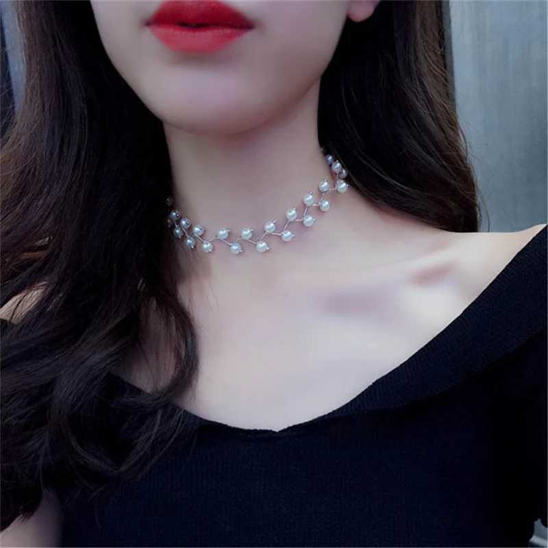 Wus 2022 Imitation Pearl Clavicle Chain Neckband Simple Short Necklace Womens Jewelry Korean Collar Neckband WholesaleX241009