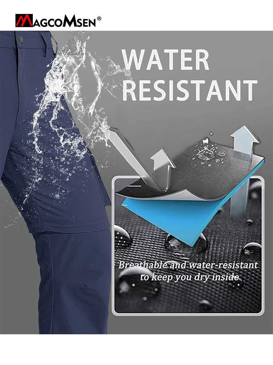 MAGCOMSEN Mens Hiking Convertible Pants with 5 Pocket Zipper Lightweight Multi functional Quick drying Side Stretch Travel Pants W241009