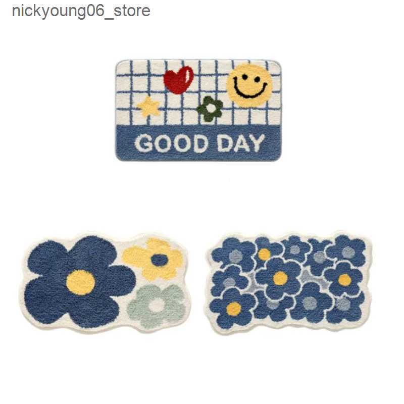 Non-Slip Bath Mats Inyahome Flower Shaped Bathmats Non-Slip Plush Shaggy Bath Carpet For Kids Bathroom Floor Tub and Shower Mats Badezimmer Teppich L2