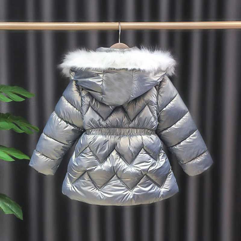 Down Coat 2 3 4 5 Year Baby Girls Winter Jacket Cute Bear Jacket Girls Park Fashion Bright Hooded Childrens Waterproof Jacket H241010
