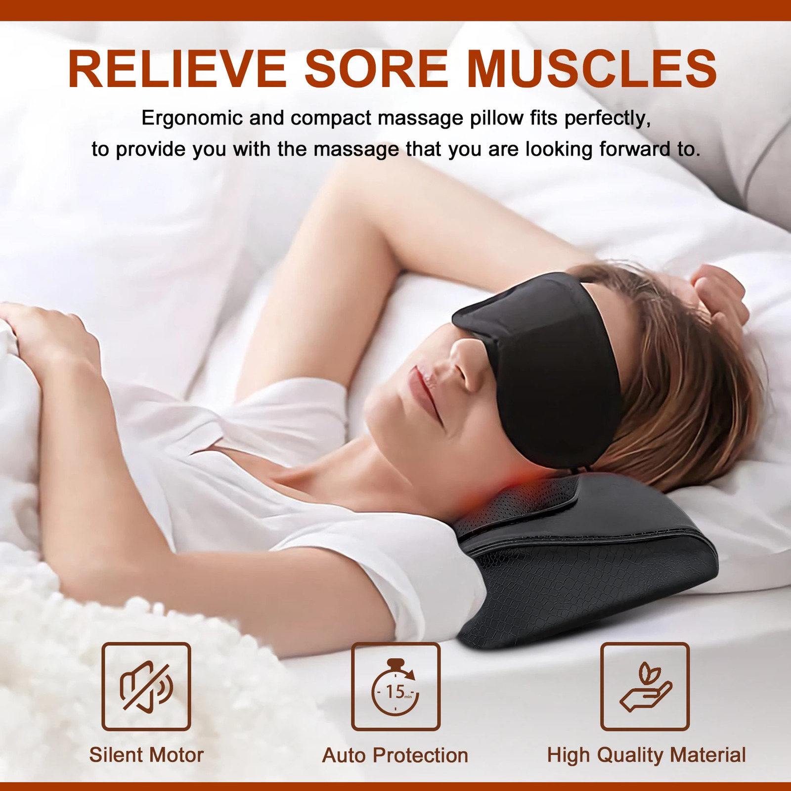 Electric Tendering Massage Pillow for Deep Relief of Back Neck Shoulder and Muscle Pain 241008
