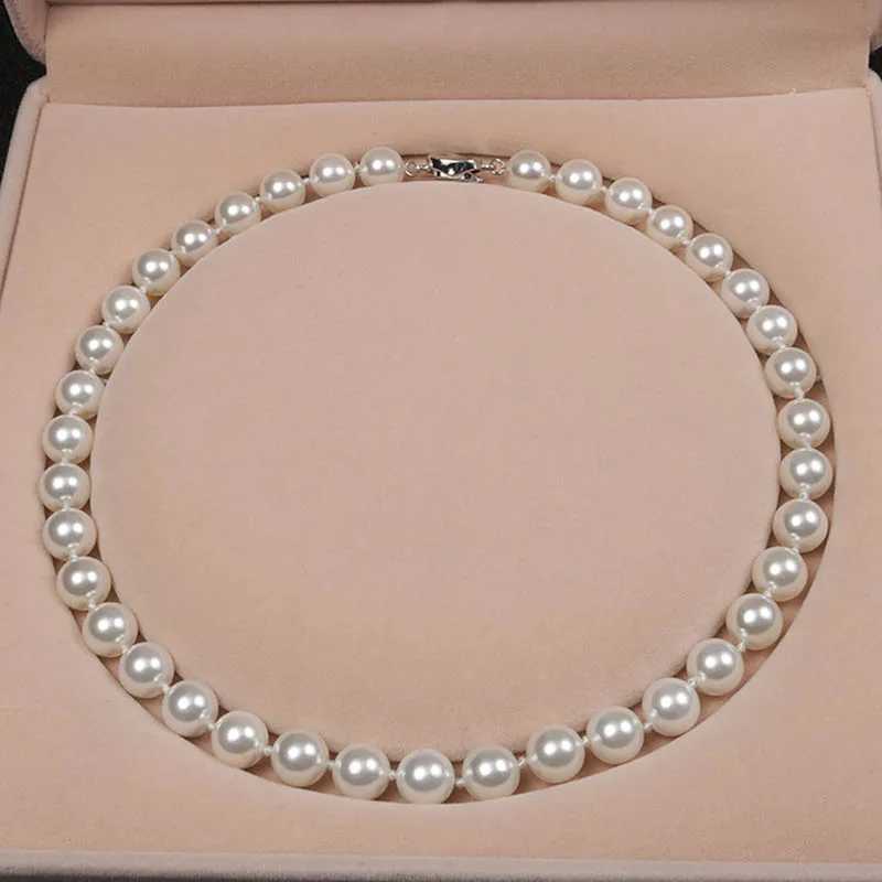 8/10MM Imitation Pearl Necklace Purple White Pearl Beads Necklace Elegant Female Fashion Chain Necklace Jewelry GiftsX241009