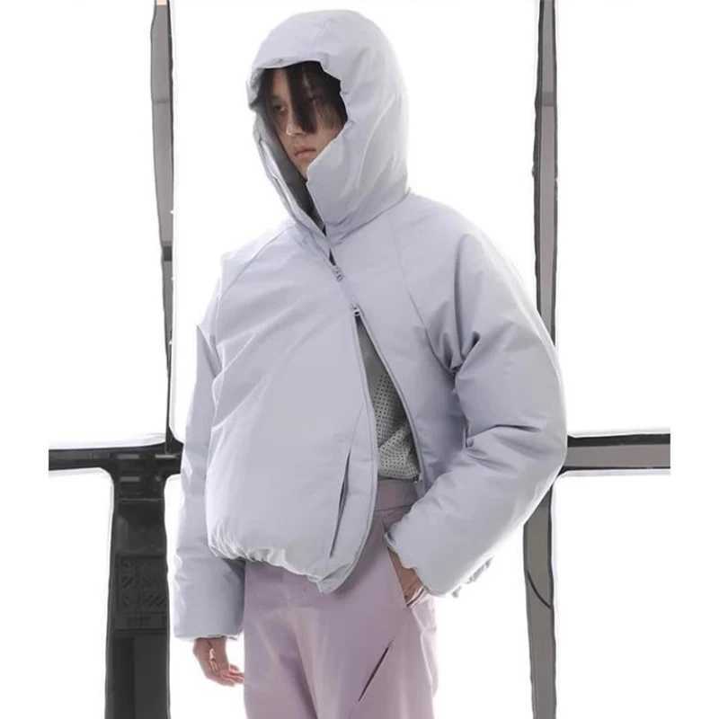 Men's Down Parkas PFNW functional zipper deconstruction design hooded jacket new mens solid color niche design loose mens top autumn trend 28W455