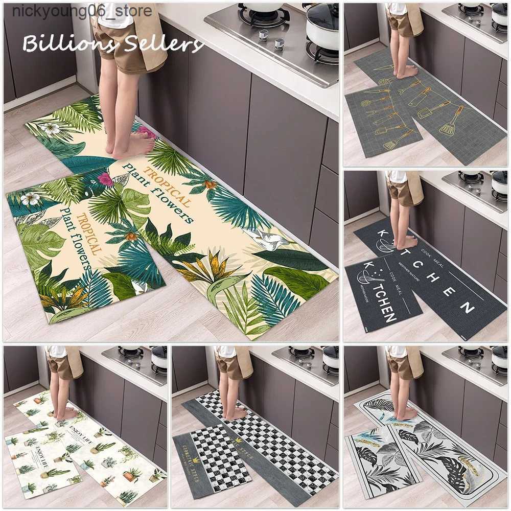Non-Slip Bath Mats Long Kitchen Carpet for Floor Home Entrance Doormat Bedroom Living Room Decor Bedside Rug Hallway Balcony Bathroom Anti-Slip Mat L2