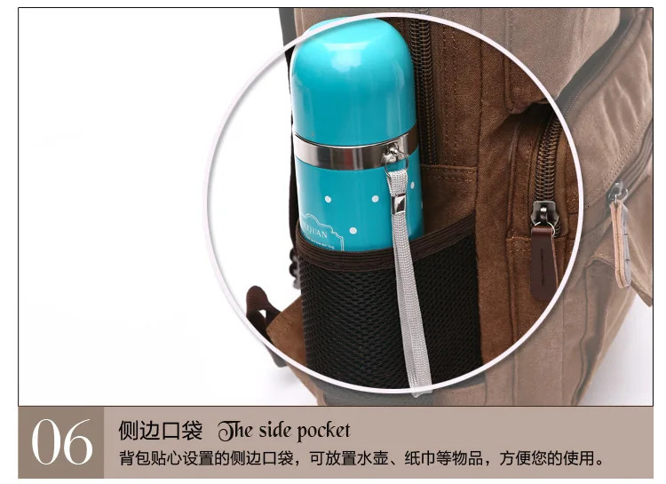 Mens large capacity backpack fashionable canvas casual bag computer travel multiple pockets 241008