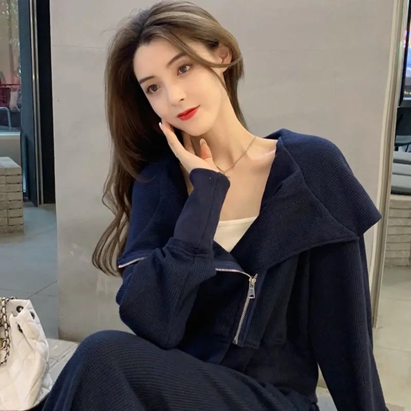 Womens casual sportswear autumn fashion n niche Western style ultrathin Trouser twopiece set 241007