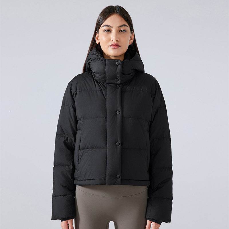 Winter new double breasted stand up collar warm down for women's casual versatile hooded waterproof windproof jacket DAW158